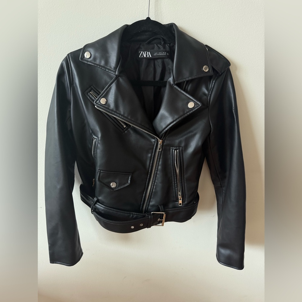 ZARA black vegan leather jacket